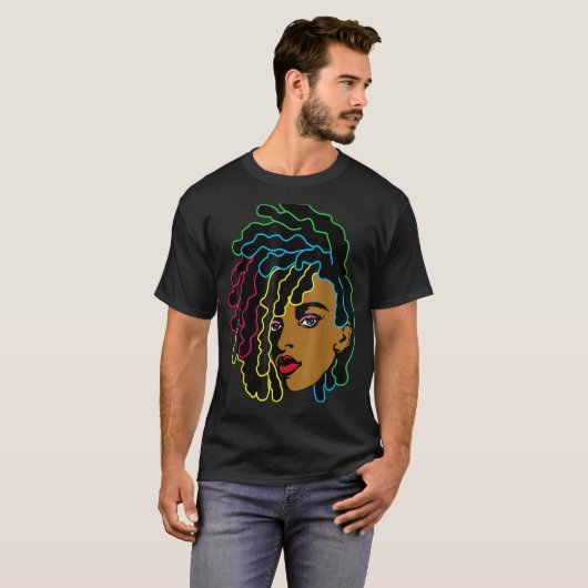 Black Woman African Afro Hair Cool Black History T-shirt (Voorkant volledig)