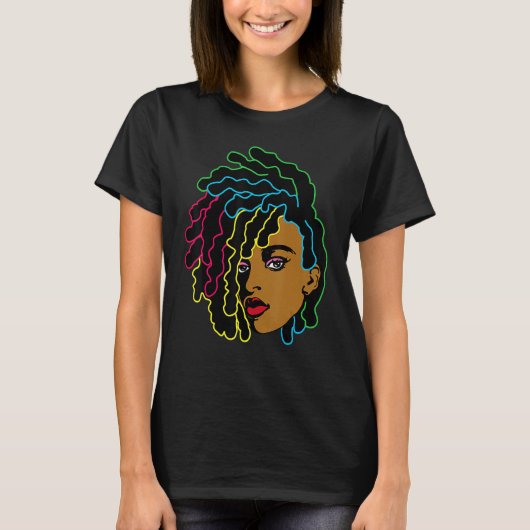 Black Woman African Afro Hair Cool Black History T-shirt (Voorkant)