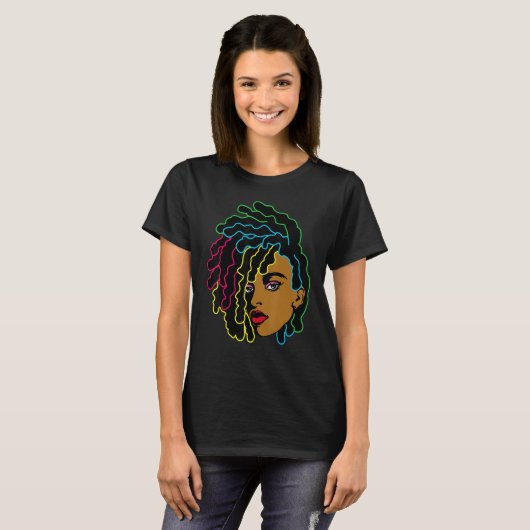 Black Woman African Afro Hair Cool Black History T-shirt (Voorkant volledig)