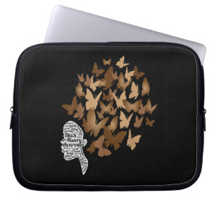 Black Woman Afro Butterfly Black History Maand Laptop Sleeve