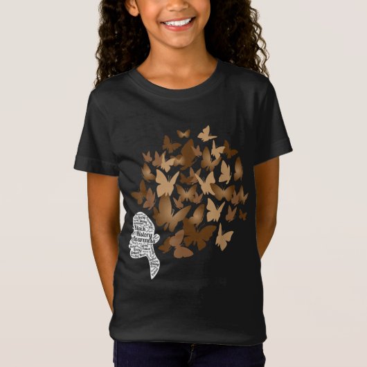 Black Woman Afro Butterfly Cool Black History Mont T-shirt (Voorkant)