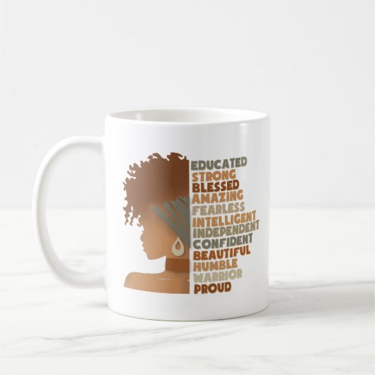 Black Woman Afro Girl Koffiemok (Links)