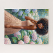 Black Woman Among Hydrangea Flowers Legpuzzel (Horizontaal)