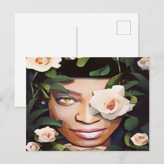 Black Woman Art Briefkaart (Voorkant / Achterkant)