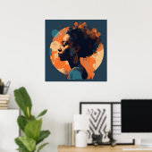 Black Woman Beauful in Moonlight Poster (Thuiskantoor)