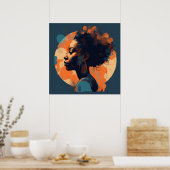 Black Woman Beauful in Moonlight Poster (Keuken)