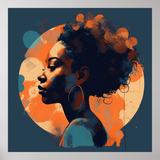 Black Woman Beauful in Moonlight Poster (Voorkant)