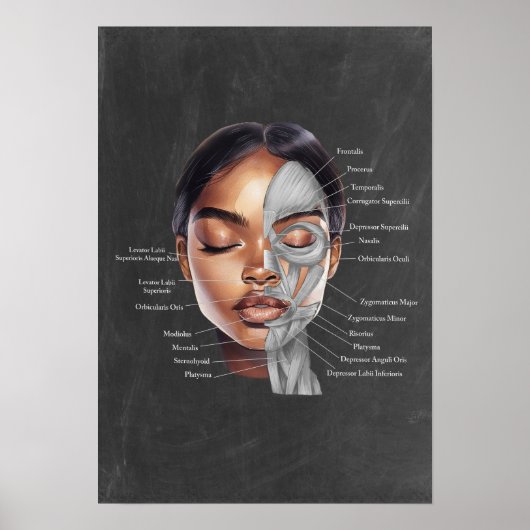 Black Woman Beauty Gezichtsanatomie Kunst Poster (Voorkant)