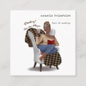 Black Woman Beauty Mode Square Visitekaartje (Voorkant)