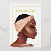Black Woman Birthday Party Folie Uitnodiging (Voorkant)