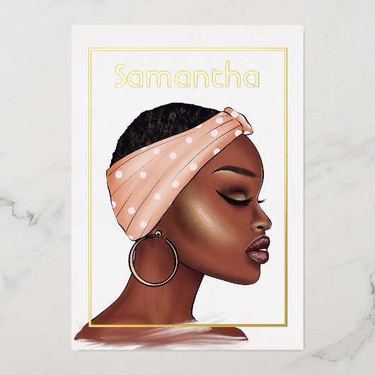Black Woman Birthday Party Folie Uitnodiging (Voorkant)