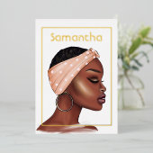 Black Woman Birthday Party Folie Uitnodiging (Staand Voorkant)