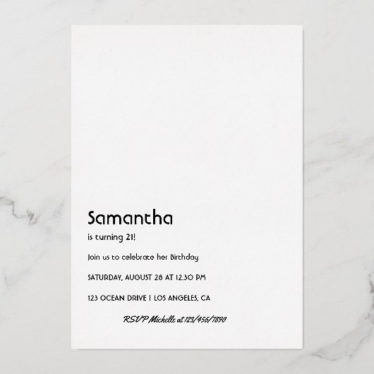 Black Woman Birthday Party Folie Uitnodiging (Achterkant)