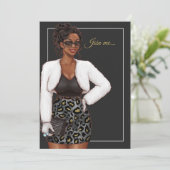 Black Woman Birthday Party Kaart (Staand voorkant)