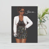 Black Woman Birthday Party Kaart (Staand voorkant)