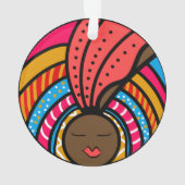 Black Woman Colorful Turban, Oranje Ornament (achterkant)