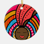 Black Woman Colorful Turban, Oranje Ornament (Voorkant)