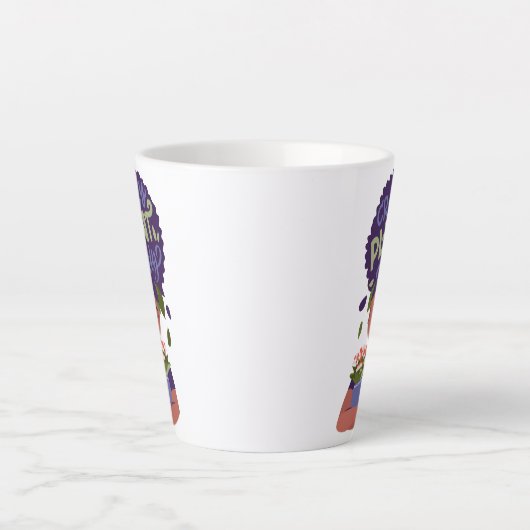 Black Woman Crazy Plant Lady, Hugging Planten Latte Mok (Voorkant)