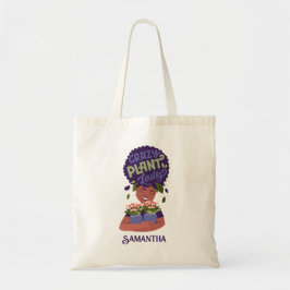 Black Woman Crazy Plant Lady, Hugging Planten Tote Bag