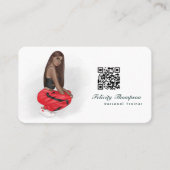 Black Woman Fitness Instructor Girl QR Code Visitekaartje (Voorkant)