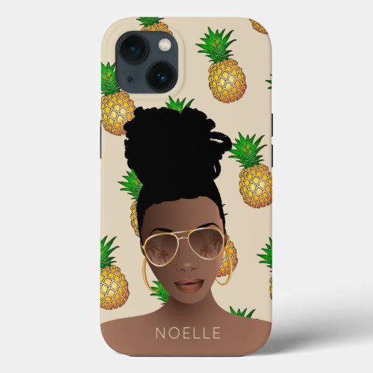 Black Woman, Gold Shades, ananananassenpatroon, be Case-Mate iPhone Case (Achterkant)