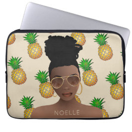 Black Woman, Gold Shades, ananananassenpatroon, be Laptop Sleeve
