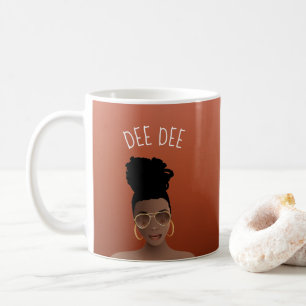 Black Woman, Gold Shades en High Bun, koper Brown Koffiemok