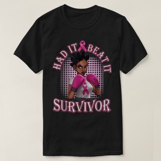 Black Woman had het gemat, overlevende borstkanker T-shirt (Design voorkant)