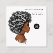 Black Woman Hair Stylist Vierkante Visitekaartje (Voorkant)
