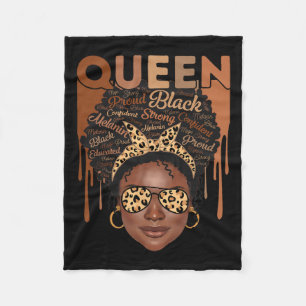 Black Woman heeft een sterke Melanin Queen African Fleece Deken
