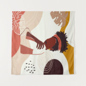 Black Woman Illustration Art, Portret Print T-Shi Wandkleed (Voorkant (horizontaal))