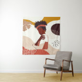 Black Woman Illustration Art, Portret Print T-Shi Wandkleed (In situ)
