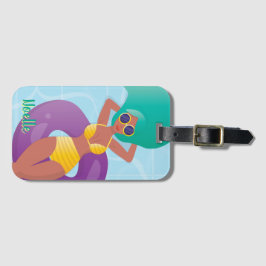 Black Woman in Lounge in Pool Bagagelabel