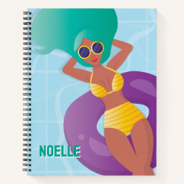 Black Woman in Lounge in Pool Notitieboek