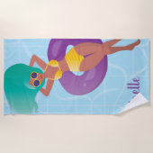 Black Woman in Lounge in Pool Strandlaken (Voorkant)