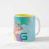 Black Woman in Lounge in Pool, Uw Initiaal Tweekleurige Koffiemok (Voorkant rechts)