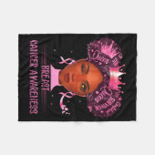 Black Woman In October We Wear Pink Breast Cancer  Fleece Deken (Voorkant (Horizontaal))
