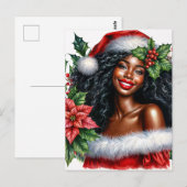 Black Woman In Santa Hat Christmas Briefkaart (Voorkant / Achterkant)