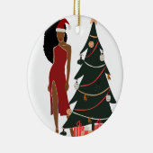 Black Woman Leo Zodiac-kerstversiering Keramisch Ornament (Rechts)