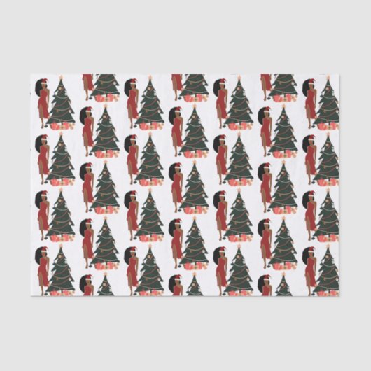 Black Woman Leo Zodiac-kerstversiering Tissuepapier (Voorkant)