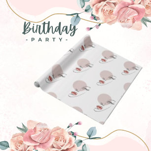 Black Woman Line Art, een trendy verjaardagsfeestj Cadeaupapier