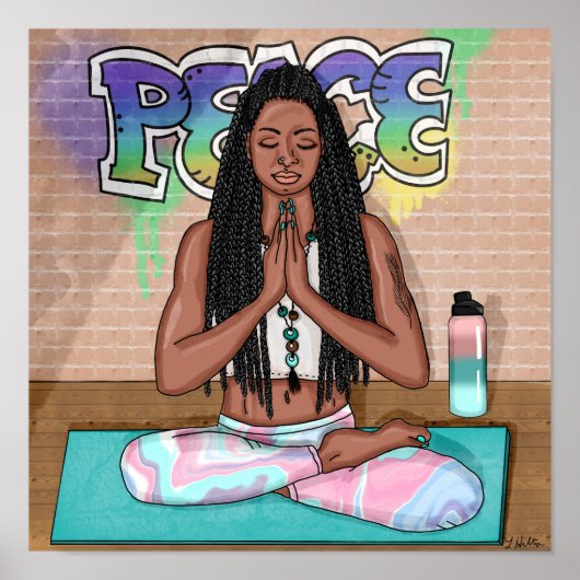  Black Woman Meditating Poster (Voorkant)