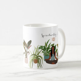 Black Woman Meditting Houseplant Koffiemok