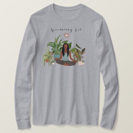 Black Woman Meditting Houseplant T-shirt (Design voorkant)