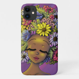 Black Woman met Flowery Afro iPhone Case-Mate iPhone Case