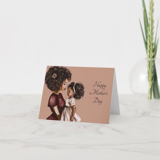 Black Woman Moederdag Greeting Kaart (Voorkant)