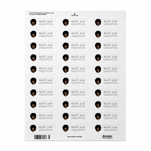 Black Woman, Natural Hair Etiket (Full Sheet)