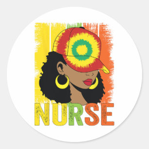 Black Woman Nurse Afro Melanin Histo Ronde Sticker