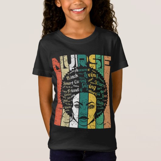 Black Woman Nurse Afro Retro Cool Black History Mo T-shirt (Voorkant)
