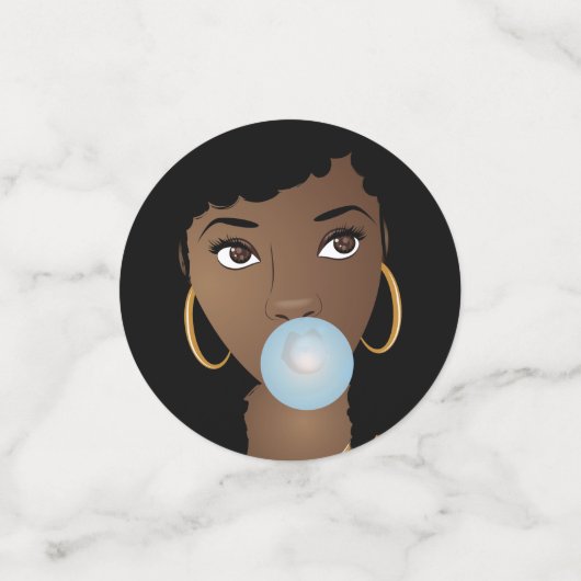 Black Woman Popping Blue Bubblegum Confetti (Kleine voorkant)